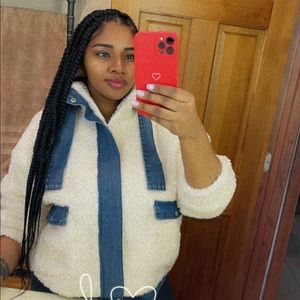 Fuzzy jean jacket